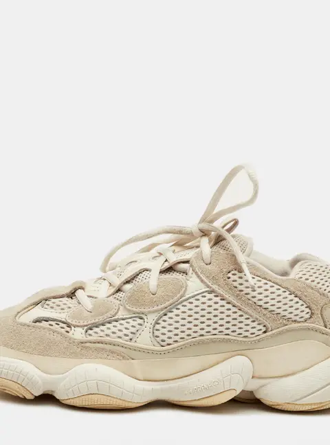 Yeezy x Adidas Boost 500 Bone Size 38 White Suede and Mesh Lace Up Sneakers