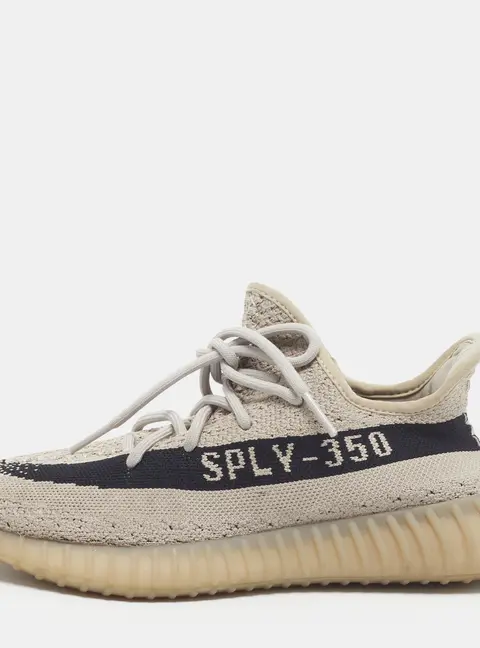 Yeezy x Adidas Boost 350 V2 Size 41.5 Grey/Black Knit Fabric Low Top Sneakers