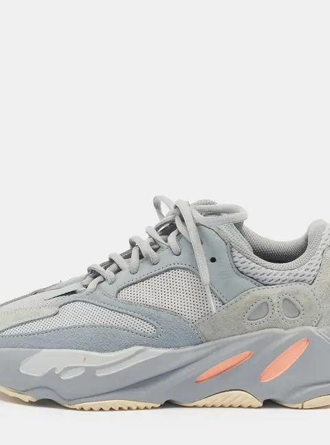 Yeezy x Adidas Boost 700 Inertia Size 40.5 Grey Mesh and Suede Lace Up Sneakers