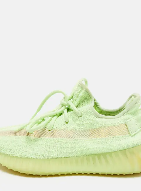 Yeezy x Adidas Boost 350 V2 Glow Size 40 Neon Green Knit Fabric Low Top Sneakers