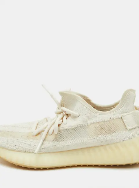Yeezy x Adidas Bone Boost 350 V2 Size 39 1/3 White Knit Fabric Lace Up Sneakers