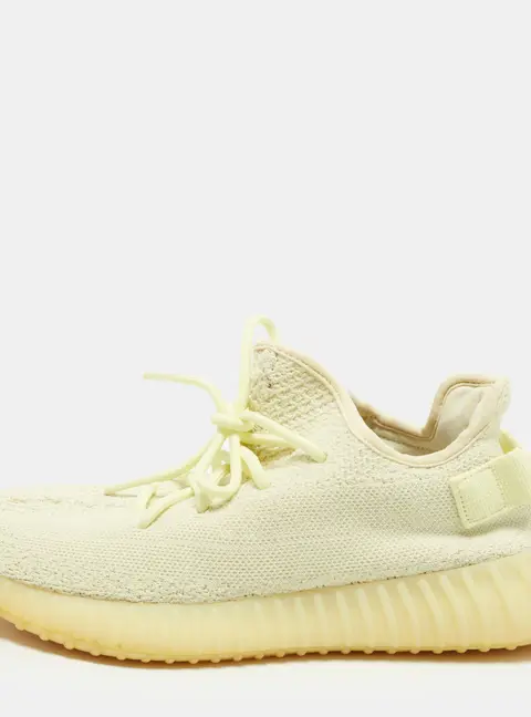 Yeezy x Adidas Boost 350 V2 Butter Size 42 2/3 Light Yellow Knit Fabric Low Top Sneakers