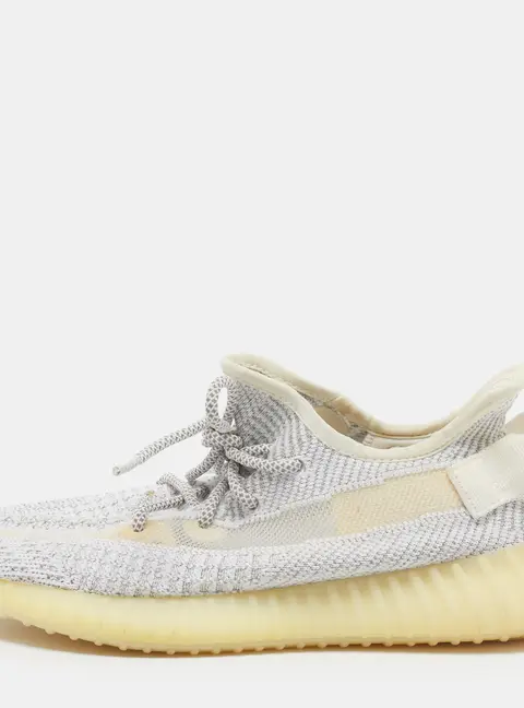 Yeezy x Adidas Boost 350 V2 Static Reflective Size 41 1/3 White/Grey Knit Fabric Low Top Sneakers