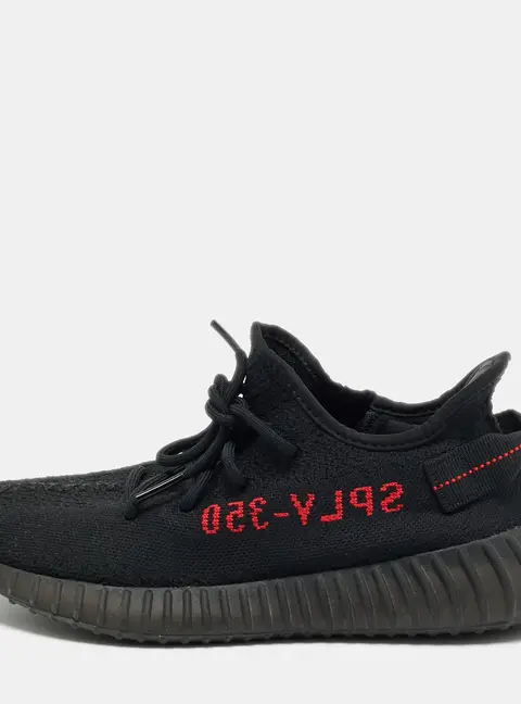 Yeezy x Adidas Boost 350 V2 Bred Size 42 Black Knit Fabric Low Top Sneakers