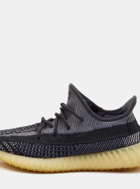 Yeezy x Adidas Boost 350 V2 Asriel Carbon Size 43 1/3 Black Knit Fabric Low Top Sneakers