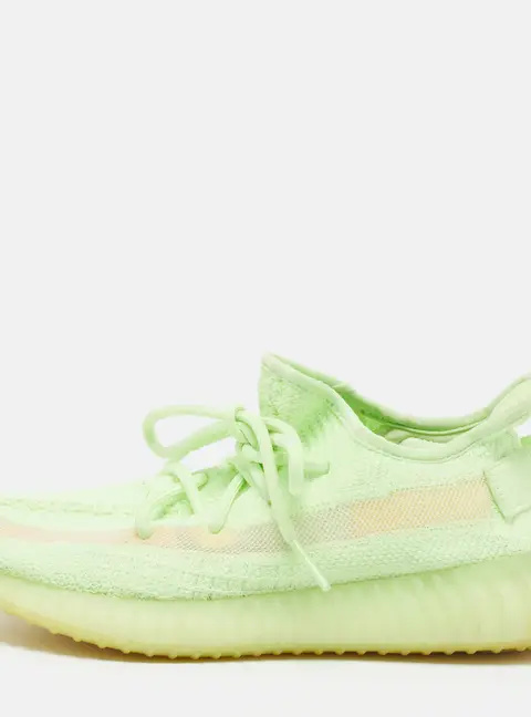Yeezy x Adidas Boost 350 V2 Glow Size 39 1/3 Neon Green Knit Fabric Low Top Sneakers