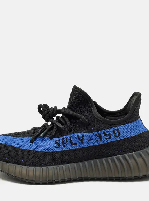 Yeezy x Adidas Boost 350 V2 Dazzling Blue Size 40 Black Knit Fabric Low Top Sneakers