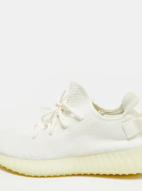 Yeezy x Adidas Boost 350 V2 Size 45.5 White Knit Fabric Low Top Sneakers
