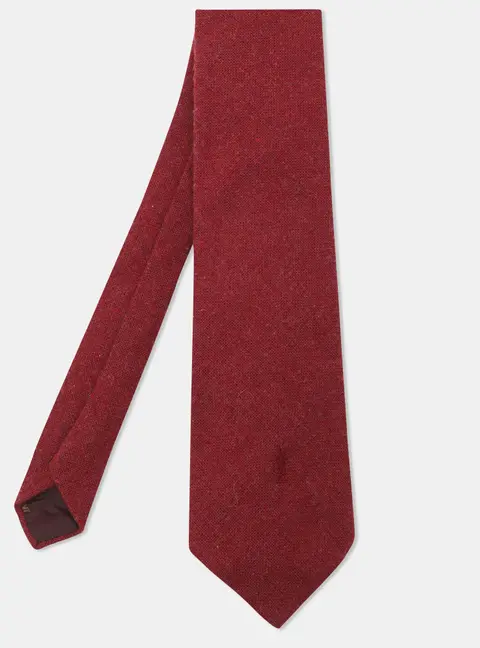 Yves Saint Laurent Red Wool Blend Heather Mist Neck Tie