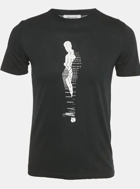 Saint Laurent Paris  Black Printed Jersey T-Shirt S