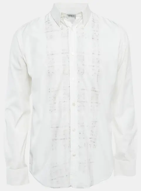 Yves Saint Laurent White Cotton Long Sleeve Shirt L