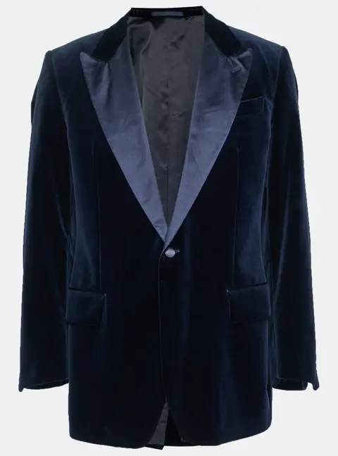 Yves Saint Laurent Blue Velvet Regular Fit Blazer XXL
