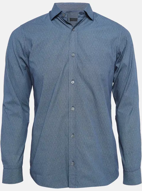 Z Zegna Blue Printed Cotton Button Front Shirt S