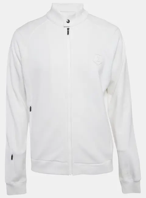 Z Zegna White Cotton Zip-Up Sweatshirt L