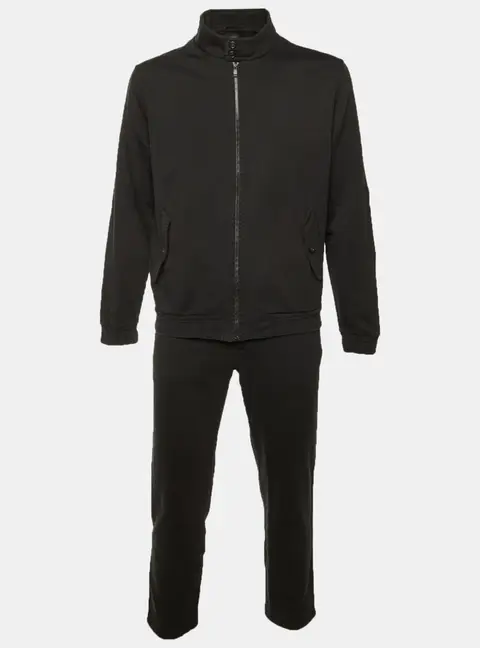 Z Zegna Black Cotton Knit Track Jacket & Pants L