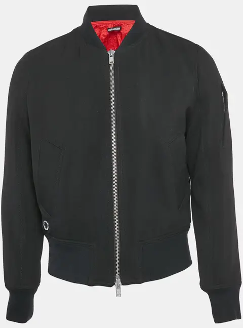 Zadig & Voltaire Black Gabardine Wool Blend Zip-Up Bradley Jacket S