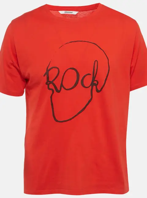 Zadig & Voltaire Red Rock Printed Cotton Knit Tommy Skull T-Shirt XL