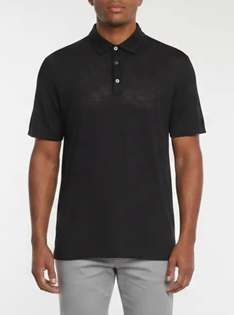 Zegna Black Wool Short Sleeve Polo T-Shirt XL
