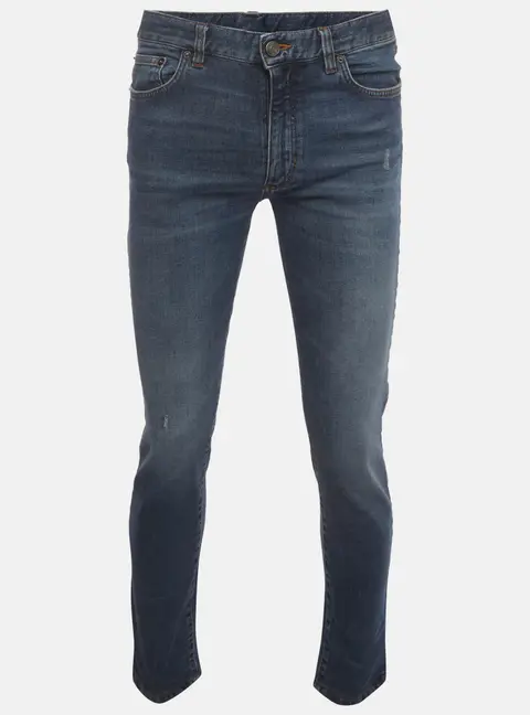Zegna Blue Distressed Denim Slim Fit Jeans M/Waist 33"