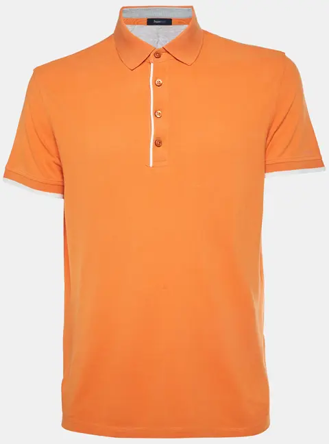 Zegna Sport Orange Pique Knit Polo T-Shirt L