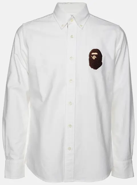 A Bathing Ape White Cotton Button Front Shirt S