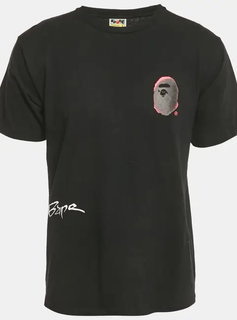 A Bathing Ape Black Back Street Print Cotton T-Shirt L