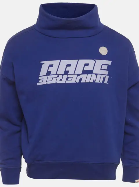 Aape By A Bathing Ape Blue Jersey Graphic Print Mock Neck Sweatshirt XXS