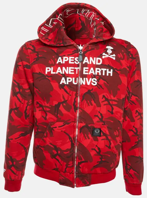 AAPE by A Bathing Ape Red camouflage Graphic Print Jersey Reversible Jacket M