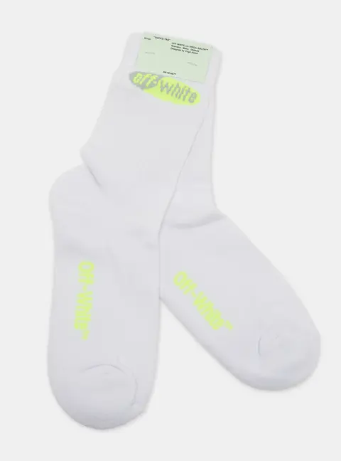 Off White White Split Logo Cotton Socks One Size