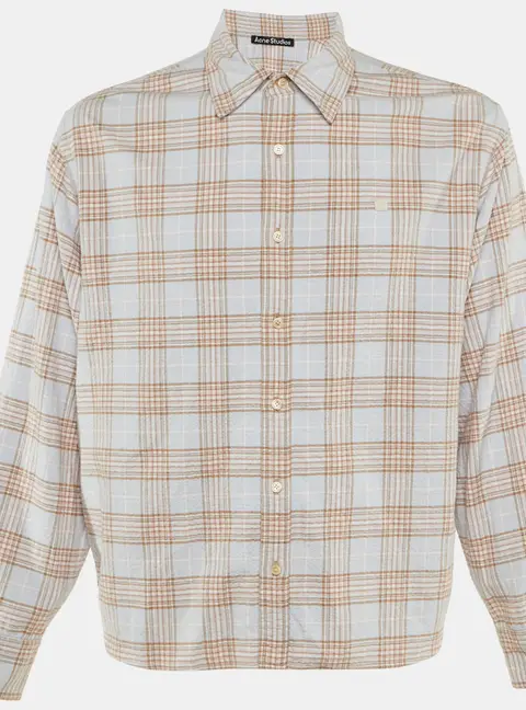 Acne Studios Blue Checkered Print Cotton Shirt S
