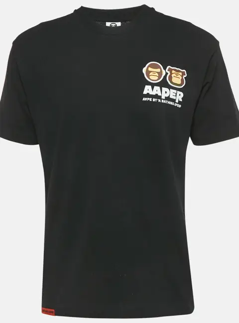 AApe by A Bathing Ape Black Jersey Apper Applique T-Shirt S