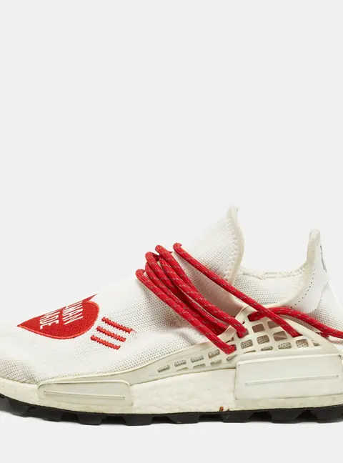 Adidas NMD HU Pharrell Human Made Size 42 White/Red Knit Fabric Lace Up Sneakers
