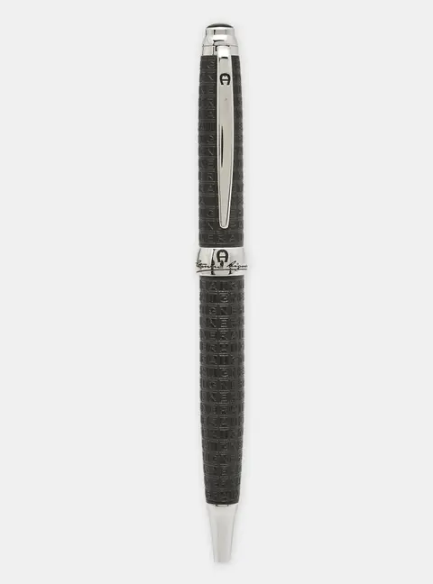Aigner Logo Resin Enamel Silver Tone Ballpoint Pen