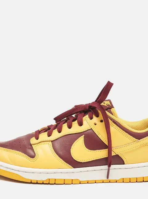Air Jordans Yellow/Burgundy Leather Dunk Retro Arizona Lace Up Sneakers Size 44