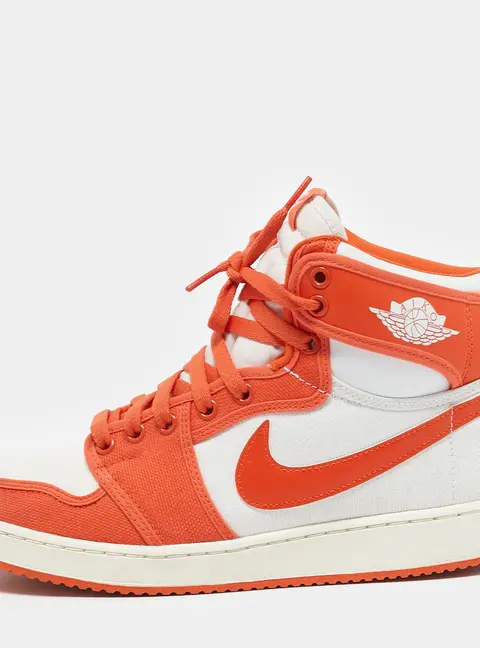 Air Jordans Orange Canvas and Leather Jordan 1 KO "Syracuse" High Top Sneakers Size 43
