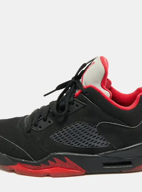 Air Jordans Black Nubuck Leather Jordan 5 Lace Up Sneakers Size 40
