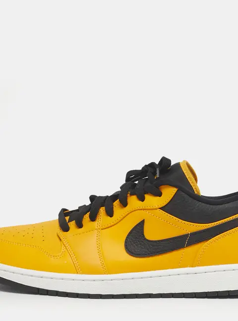 Air Jordans Yellow/Black Leather Jordan 1 Low University Gold Sneakers Size 45.5