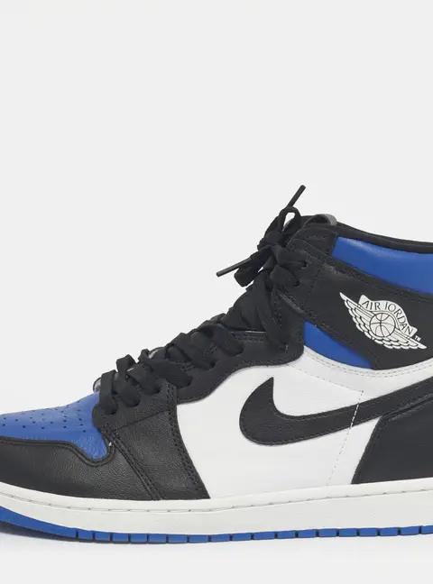 Air Jordans Multicolor Leather Jordan 1 Retro High Royal Toe Sneakers Size 45.5