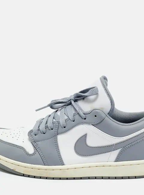 Air Jordans Grey/White Leather Jordan 1 Low Vintage Stealth Grey&nbsp;Sneakers Size 44