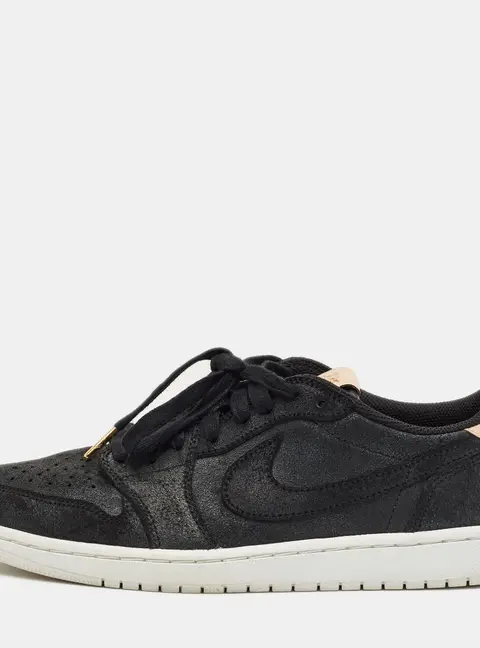 Air Jordans Black Suede Jordan 1 Retro Low OG Black Vachetta Sneakers Size 44.5