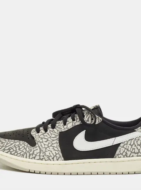 Air Jordans Black/Grey Nubuck and Leather Jordan 1 Retro Low OG Black Cement Sneakers Size 44.5