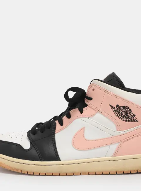 Air Jordans Multicolor Leather Jordan 1 Mid Linen Sneakers Size 45