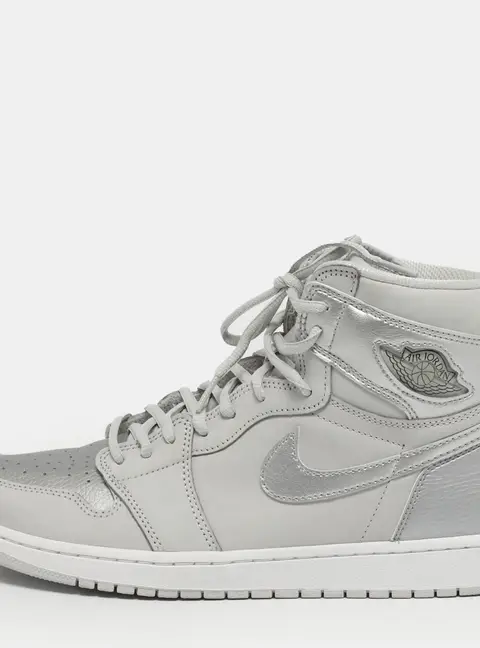 Air Jordans Jordan 1 Retro CO.JP Neutral Grey Size 45.5 Grey/Silver Nubuck and Leather High Top Sneakers