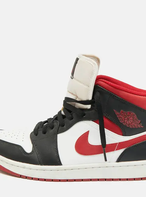 Air Jordans 1 Mid Gym Red Size 46 White/Black Fabric and Leather Mid Top Sneakers