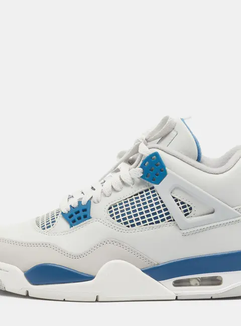 Air Jordans 4 Retro Size 42 Military Blue/Grey Leather and Nubuck Leather Lace Up Sneakers
