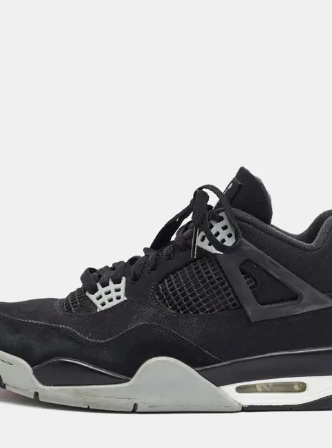 Air Jordans Jordan 4 Retro Size 44 Black Canvas and Suede Lace Up Sneakers