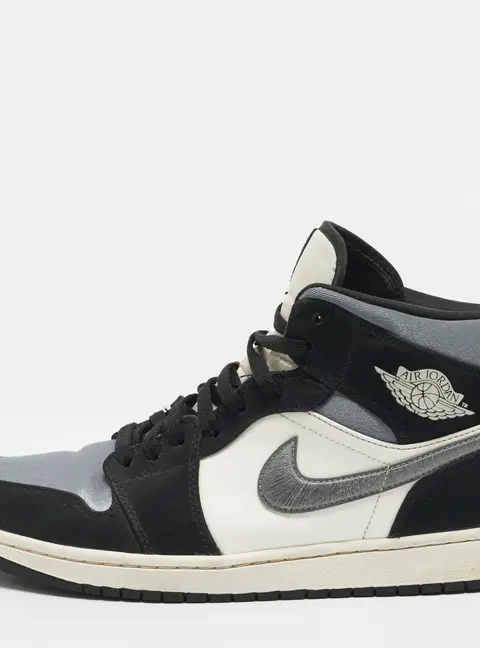 Air Jordans Jordan 1 Mid SE Size 45.5 Tricolor Fabric and Nubuck Leather High Top Sneakers