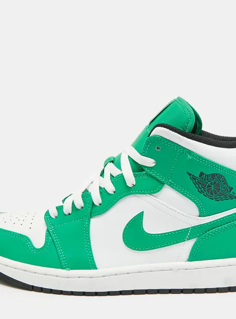 Air Jordans Jordan 1 Lucky Green Size 43 White/Green Leather Mid Top Sneakers