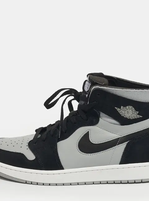 Air Jordan 1 Zoom Size 46 Black/Grey Leather and Suede High Top Sneakers