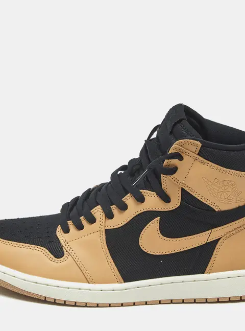Air Jordans Jordan 1 Retro Heirloom Size 46 Beige/Black Leather and Canvas High Top Sneakers